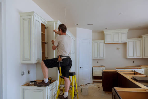 Kitchen island installation in Randolph by JMT Kitchen Cabinet